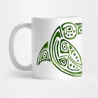 Dolphins round green tattoo Mug